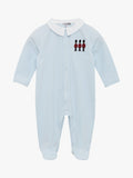 Trotters Baby Hugo Organic Cotton Jersey Blue Stripe Sleepsuit (British brand)