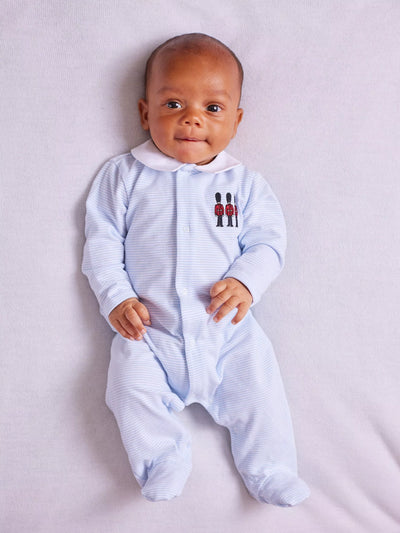John Lewis Trotters Lapinou Baby Hugo Organic Cotton Jersey Bodysuit, Pale Blue/White Stripe- Buy online at McGrocer