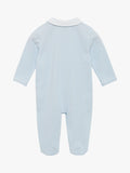 Trotters Baby Hugo Organic Cotton Jersey Blue Stripe Sleepsuit (British brand)