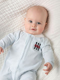 Trotters Baby Hugo Organic Cotton Jersey Blue Stripe Sleepsuit (British brand)