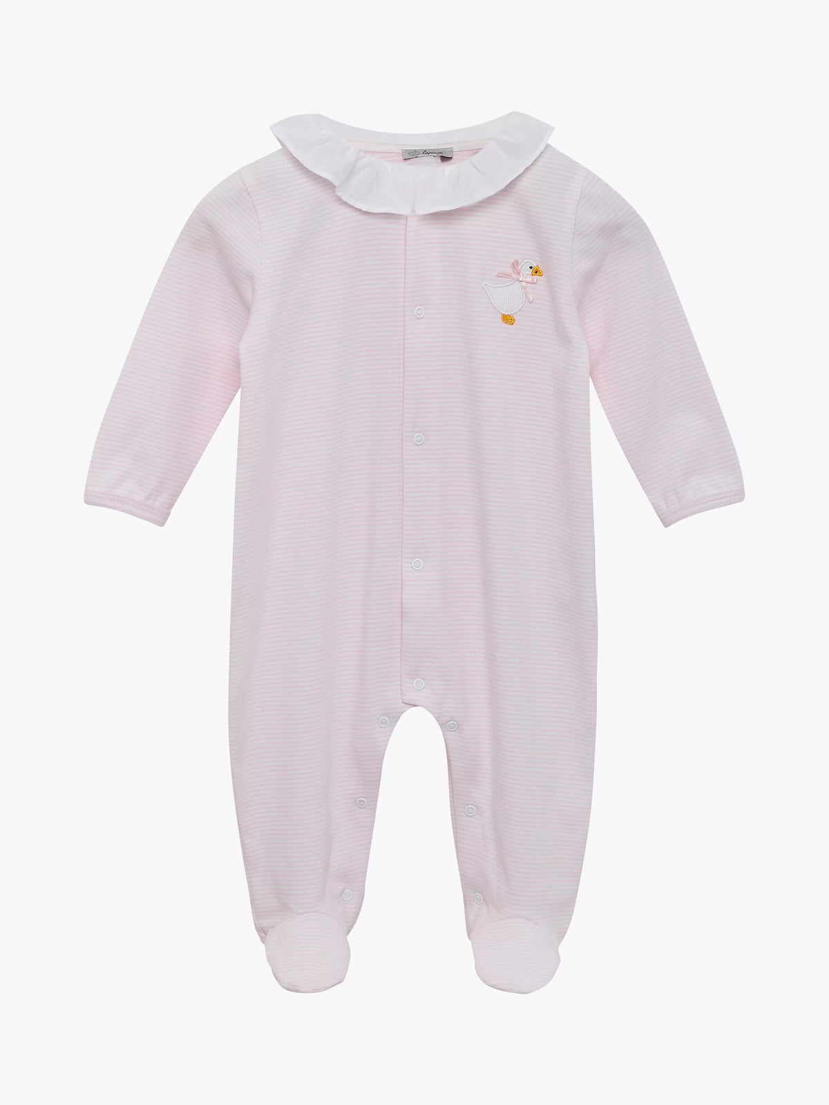 Trotters Lapinou Baby Jemma Organic Cotton Duck Appliqué Jersey Bodysuit, Pale Pink/White Stripe - 1-3 months