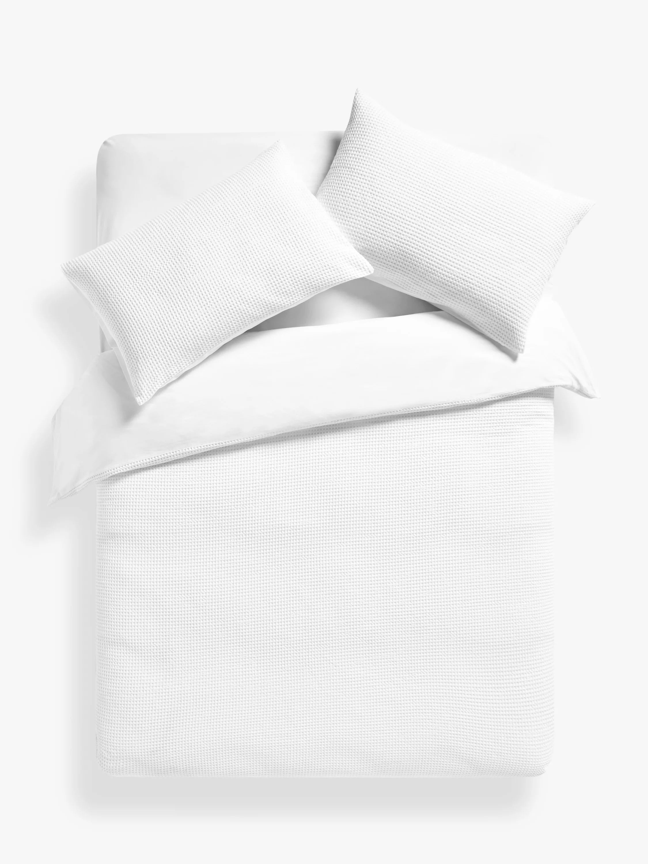 John Lewis Aurelia Pure Cotton Waffle Single Duvet Cover Set, White