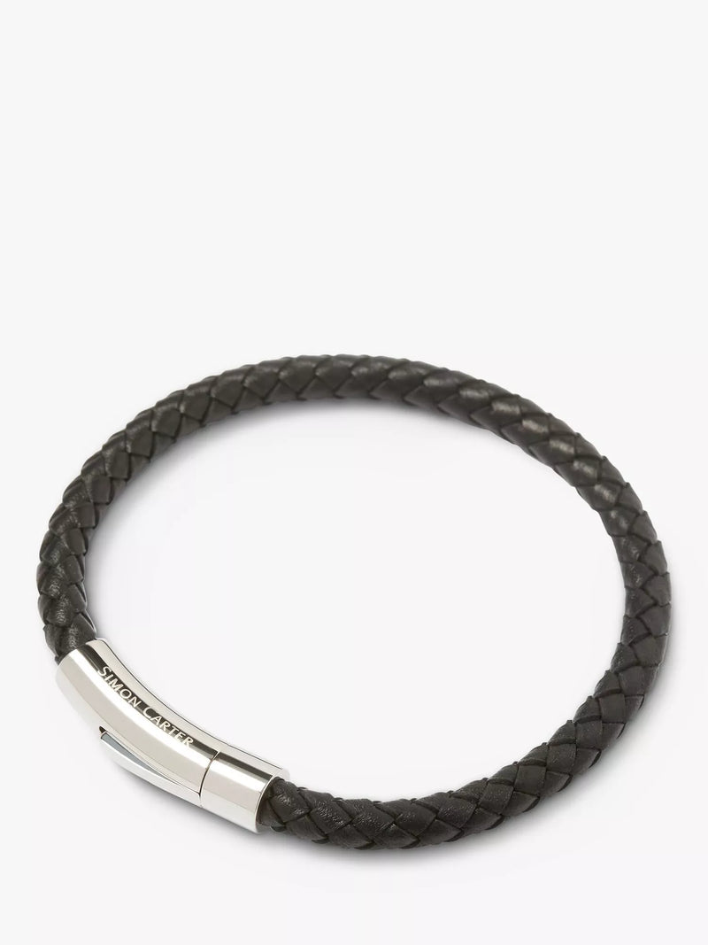 Simon Carter braided leather bracelet 21.5cm (British brand)