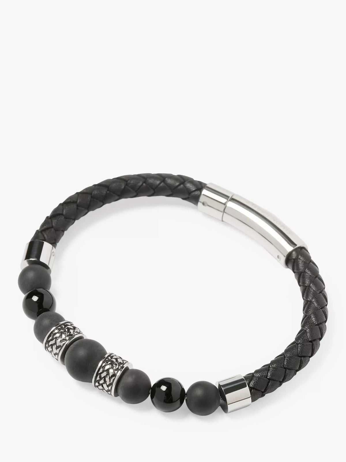 Simon Carter onyx bead bracelet with leather and trigger clasp, UK version