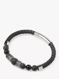 Simon Carter onyx bead bracelet with leather and trigger clasp, UK version