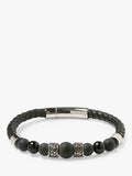 Simon Carter onyx bead bracelet with leather and trigger clasp, UK version