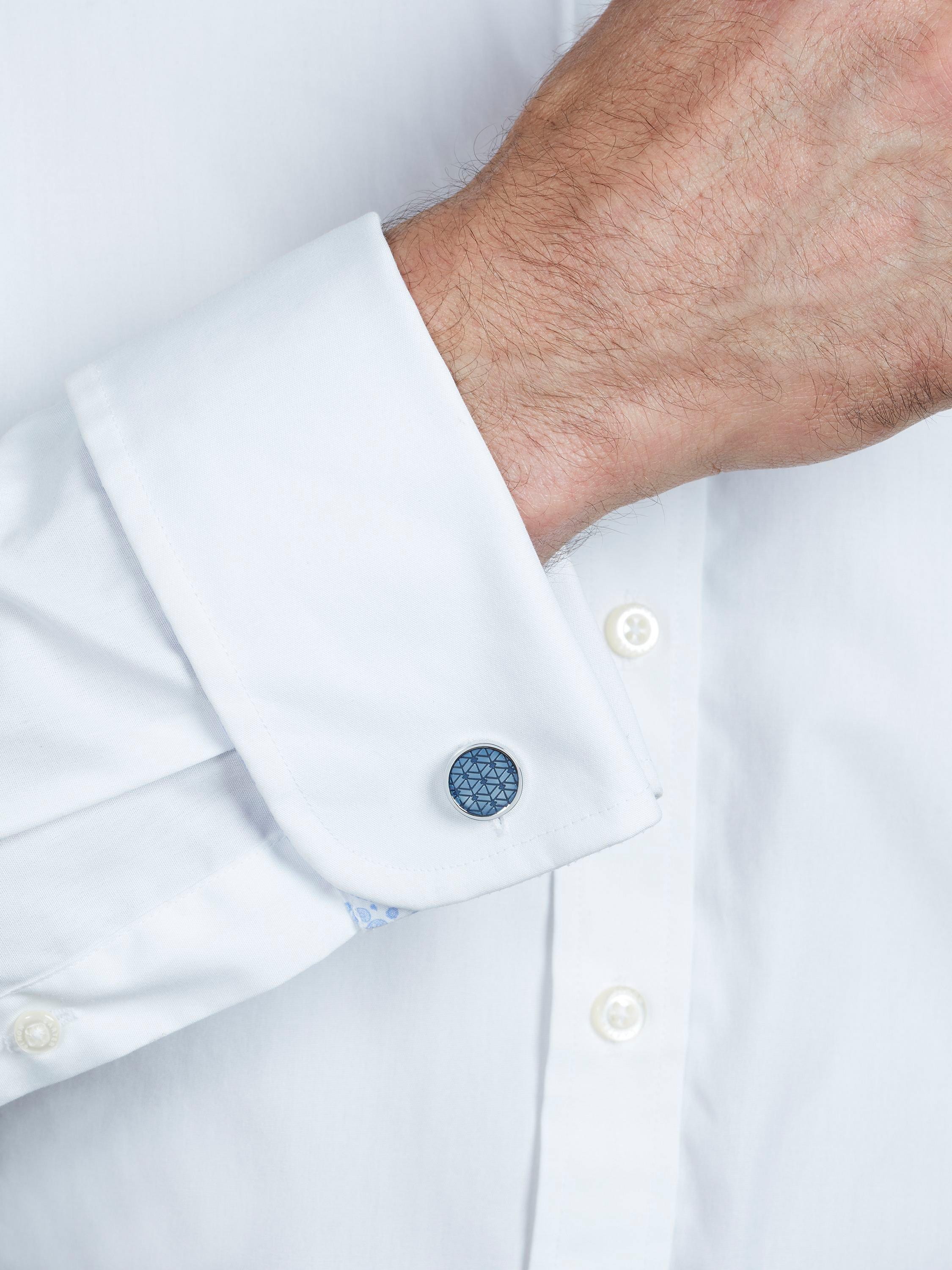Simon Carter navy enamel diamond round cufflinks, imported from the UK