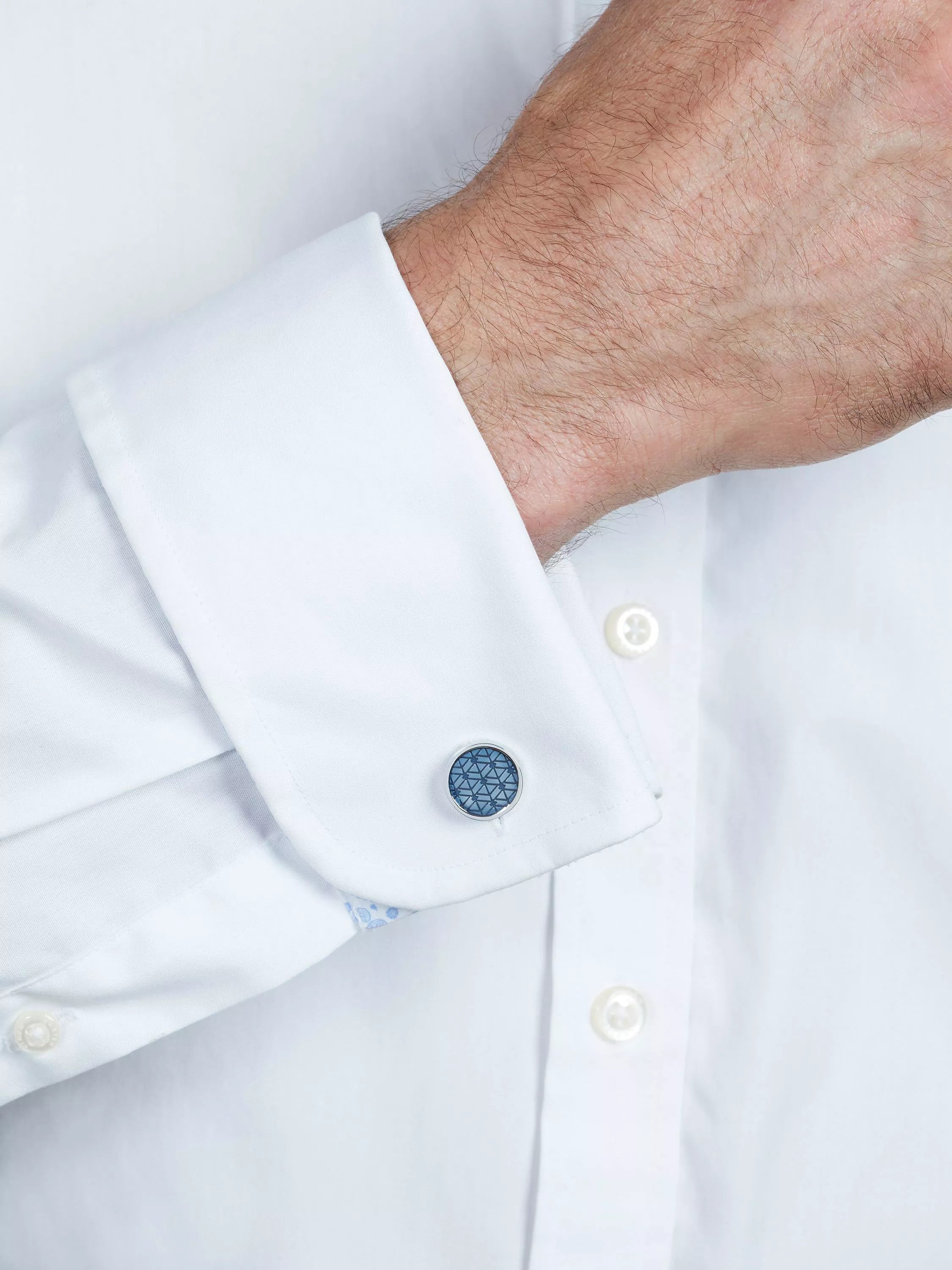 Simon Carter navy enamel diamond round cufflinks, imported from the UK