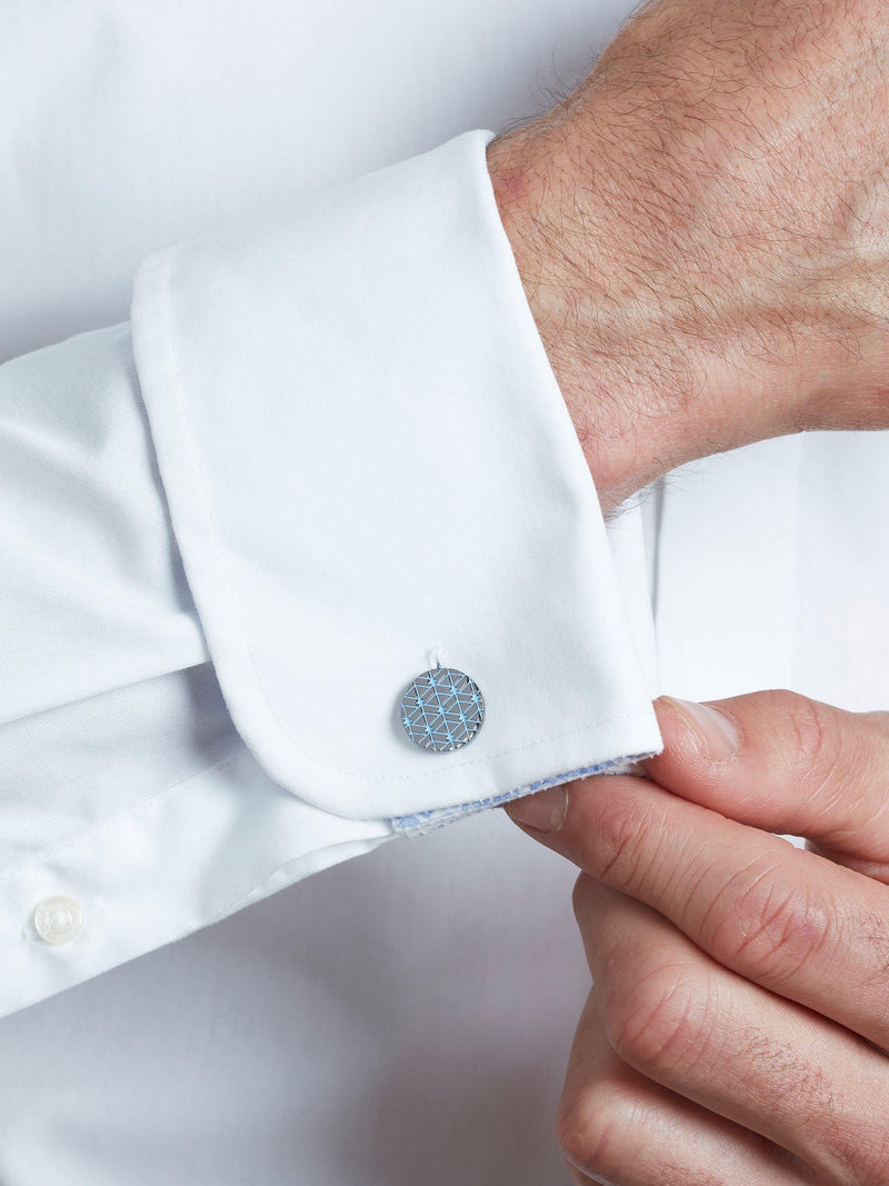 Simon Carter fractal cufflinks pale blue (British brand)