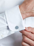 Simon Carter fractal cufflinks pale blue (British brand)