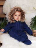 The Little Tailor Kids' Knitted Faux Fur Hood Romper