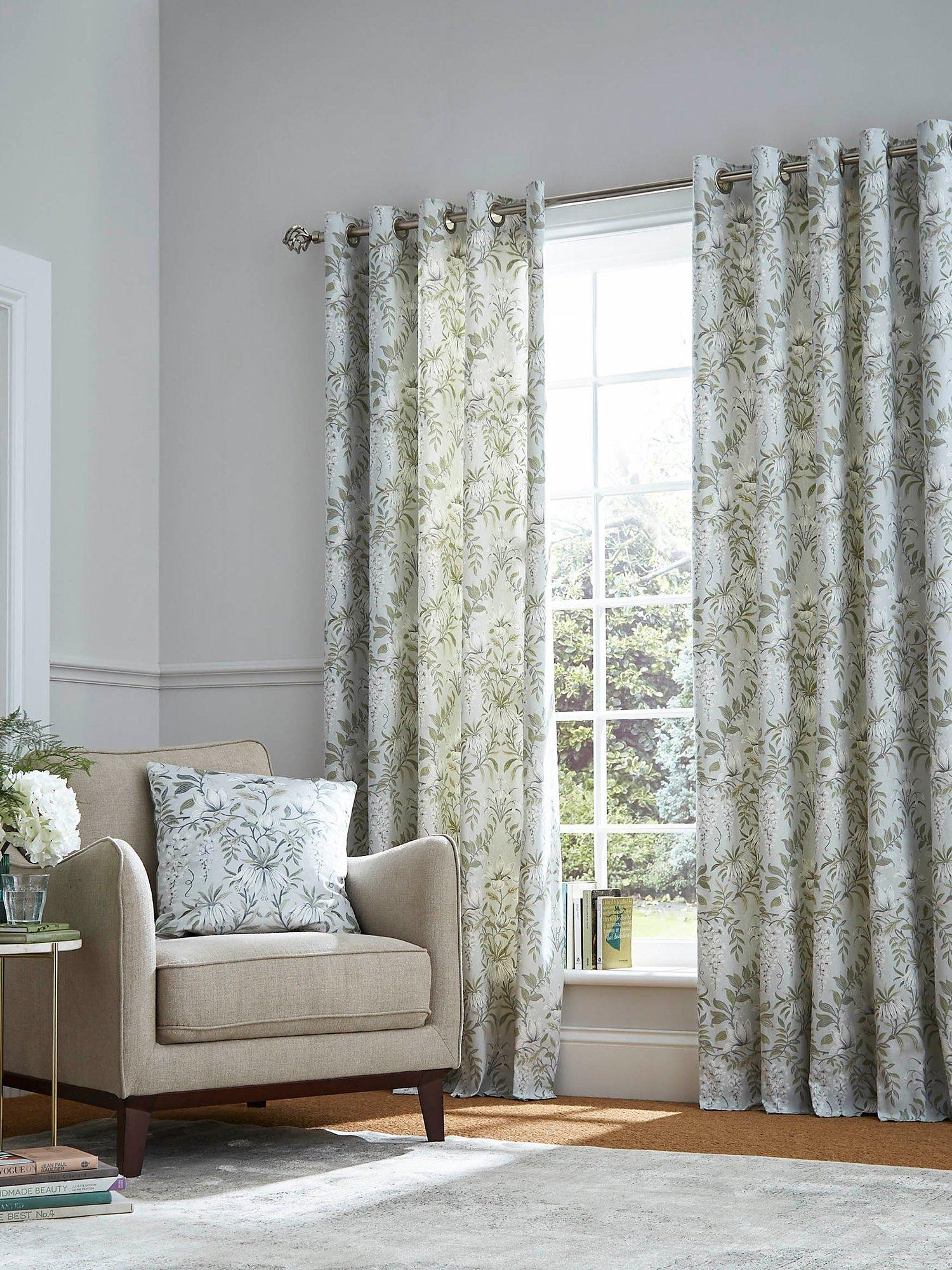 Laura Ashley Parterre floral lined eyelet curtain pair, UK version