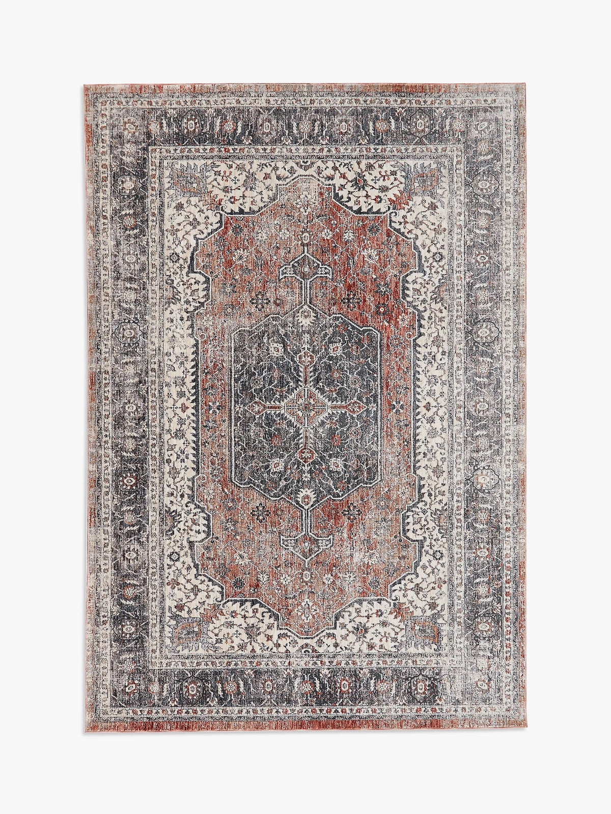 John Lewis multi medallion rug red, imported from the UK