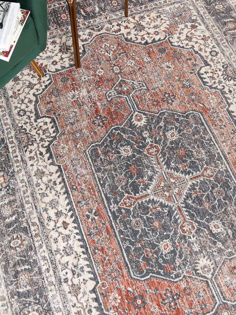 John Lewis multi medallion rug red, imported from the UK