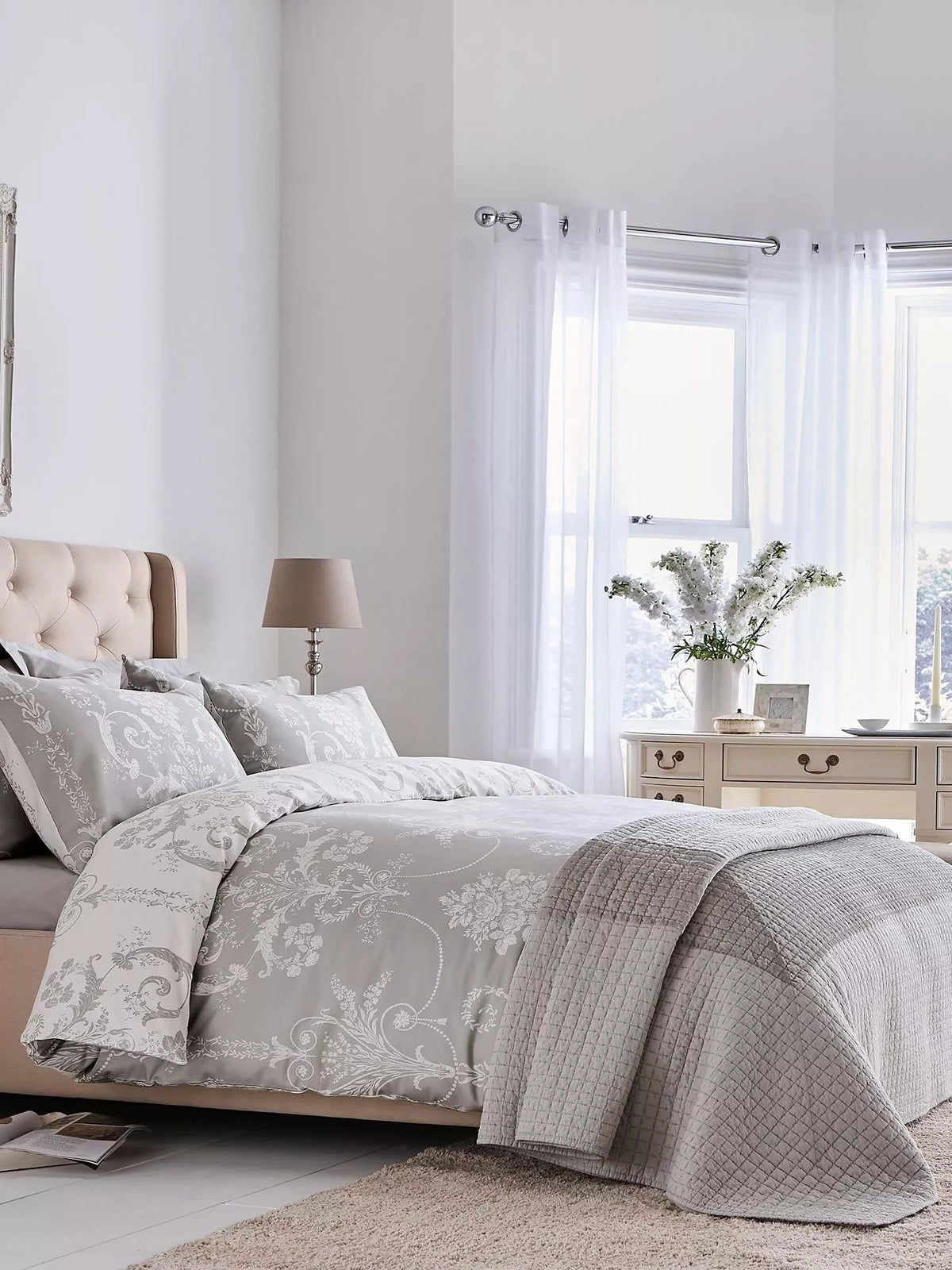 Laura Ashley Josette duvet cover set steel floral pattern (British brand)