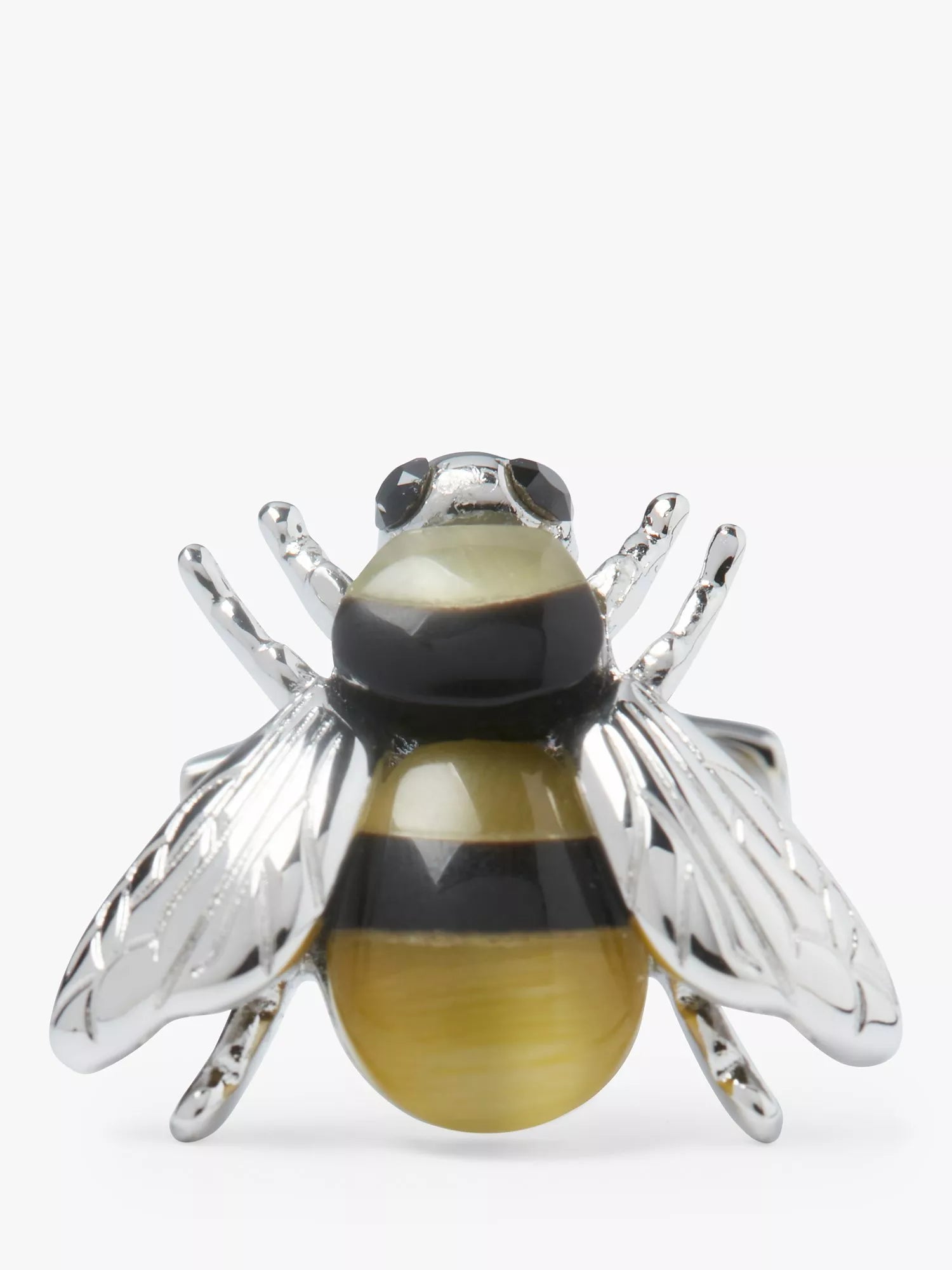 Simon Carter Darwin Bee cufflinks yellow catseye onyx rhodium plated brass - British product