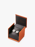 Simon Carter laser engraved button cufflinks gunmetal (British brand)