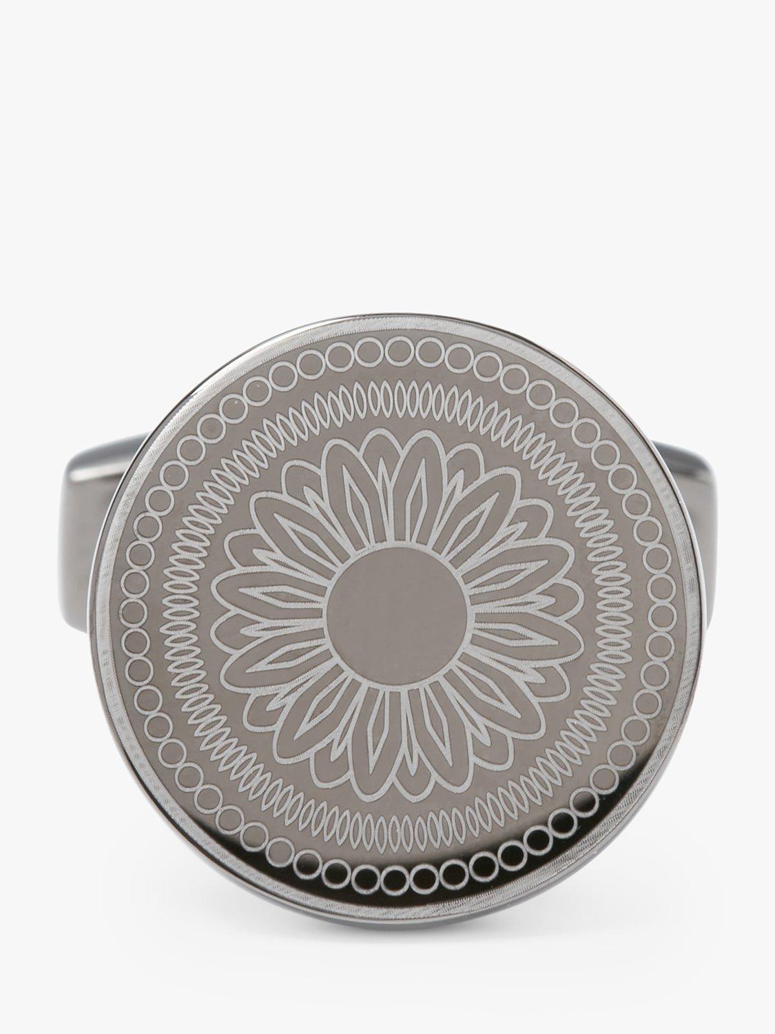 Simon Carter laser engraved button cufflinks gunmetal (British brand)