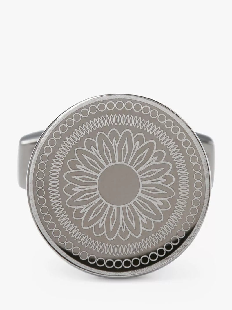 Simon Carter laser engraved button cufflinks gunmetal (British brand)