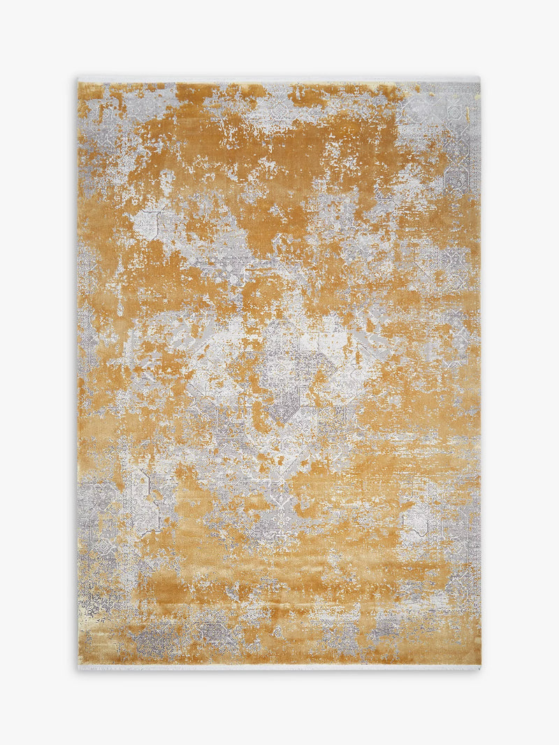 Gooch Luxury distressed Kazak rug in gold, 230x160cm (British brand)