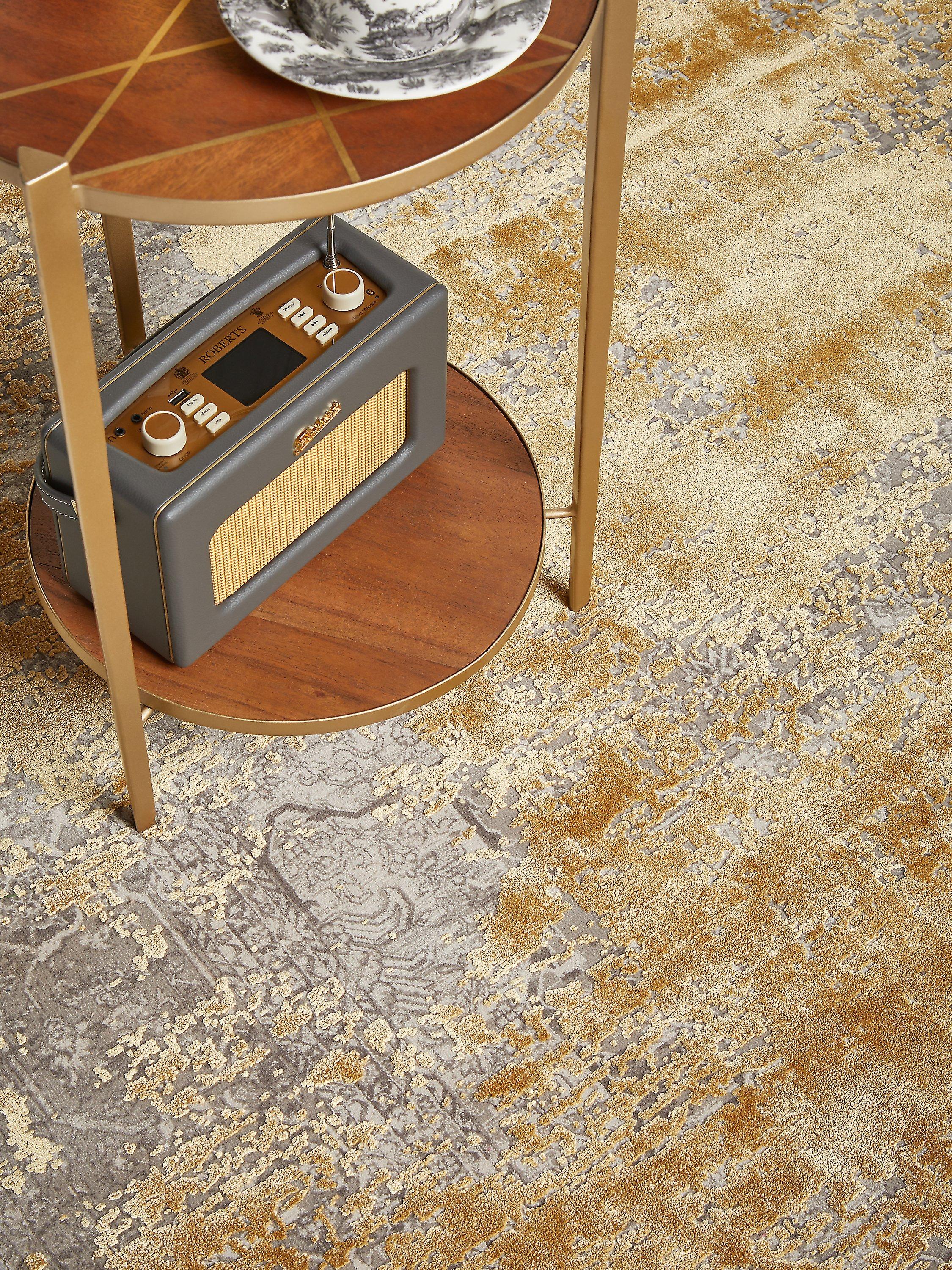 Gooch Luxury distressed Kazak rug in gold, 230x160cm (British brand)