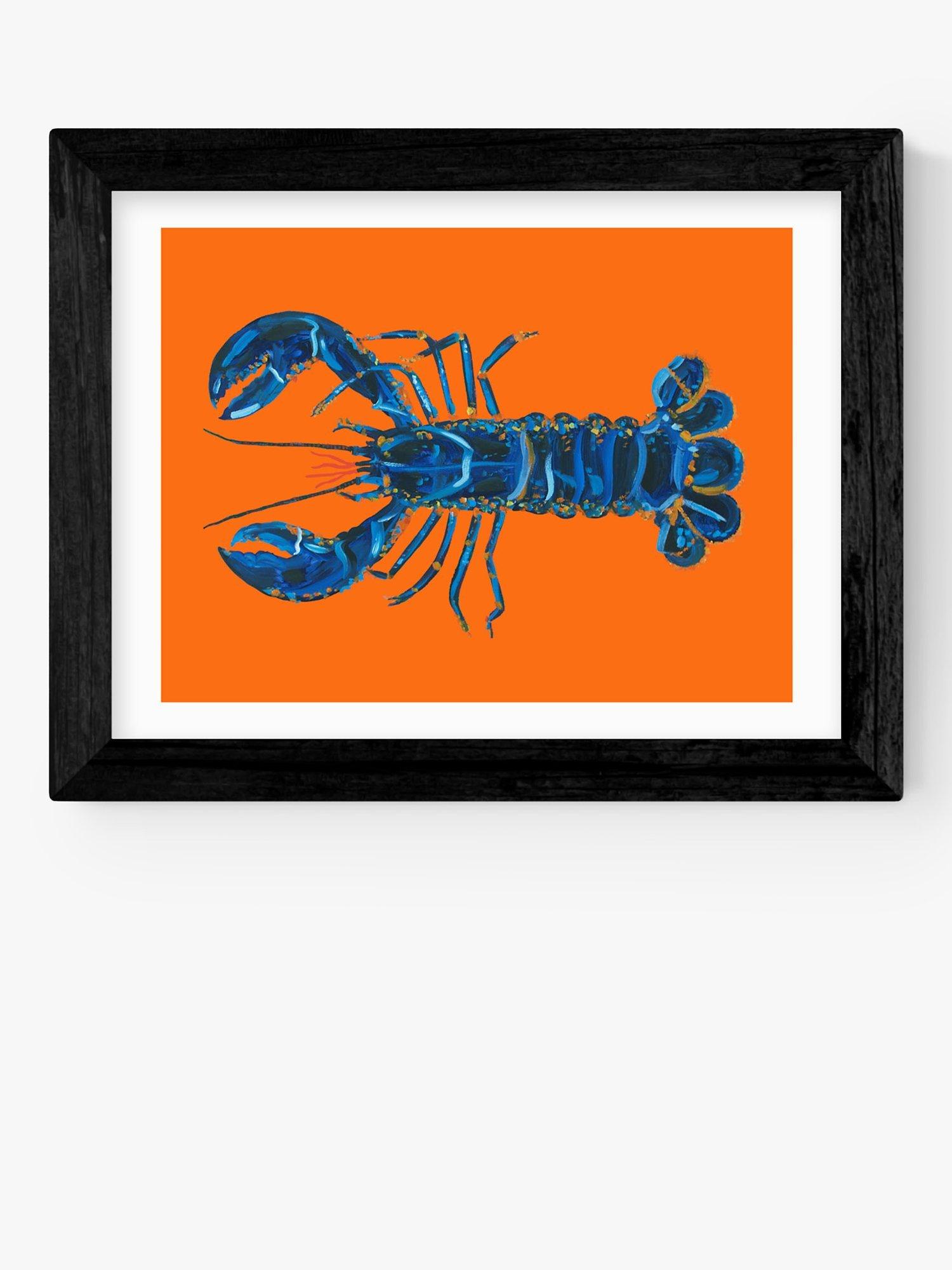 East End Prints Lobster on Orange Framed Print 25x30cm - British product