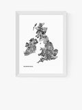 EAST END PRINTS framed print typographic British Isles 30x40cm, imported from the UK