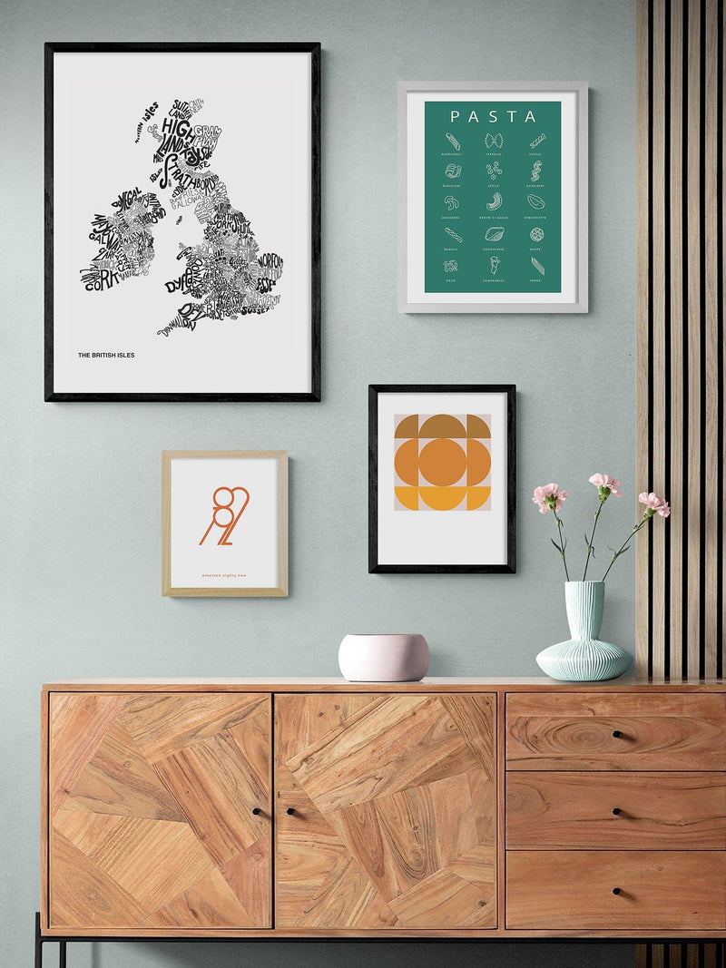EAST END PRINTS framed print typographic British Isles 30x40cm, imported from the UK