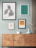 EAST END PRINTS framed print typographic British Isles 30x40cm, imported from the UK