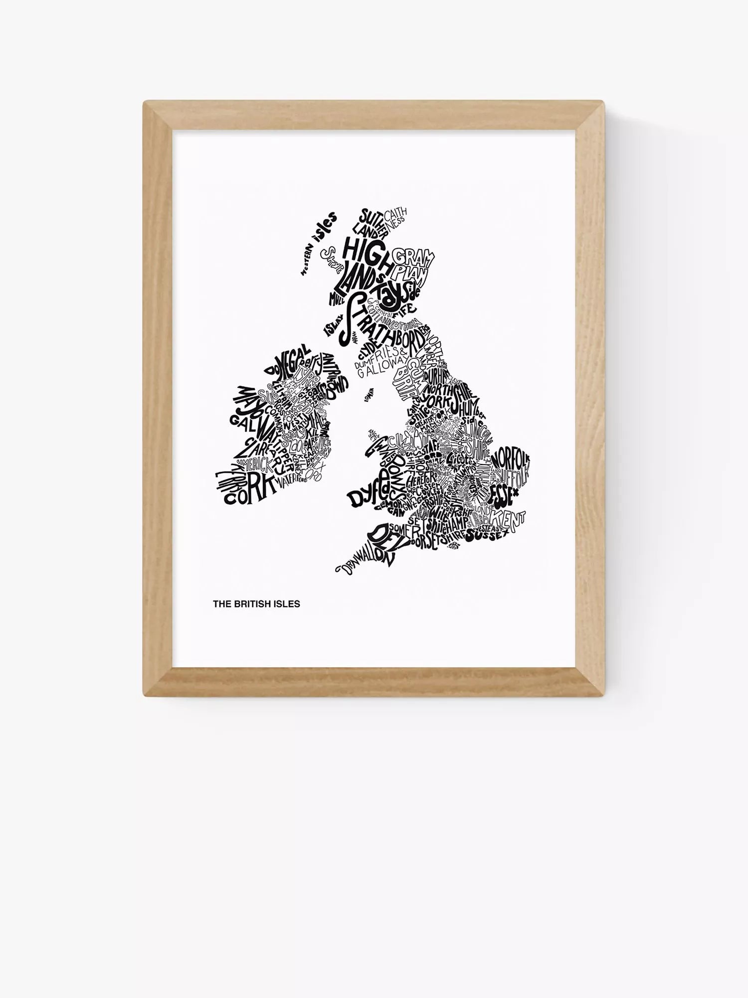 EAST END PRINTS Philip Sheffield 'The British Isles' Framed Print, Oak Frame, 33.4 x 28.4cm