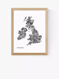 EAST END PRINTS Philip Sheffield 'The British Isles' Framed Print, Oak Frame, 33.4 x 28.4cm
