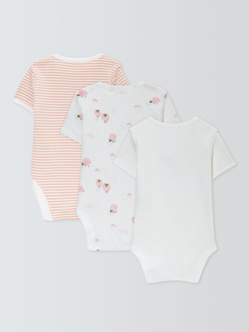 John Lewis baby bodysuits sheep/stripe short sleeve pack of 3, UK version