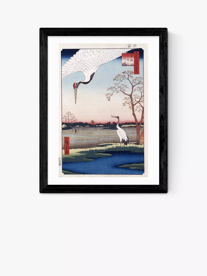 EAST END PRINTS Ando Hiroshige 'One Hundred Famous Views of Edo' Cranes Framed Print 25x30cm