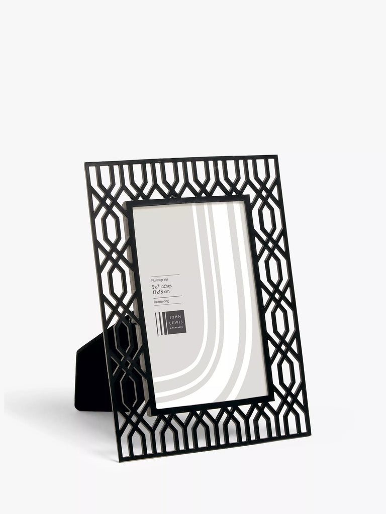 John Lewis Geometric Metal Photo Frame, Black