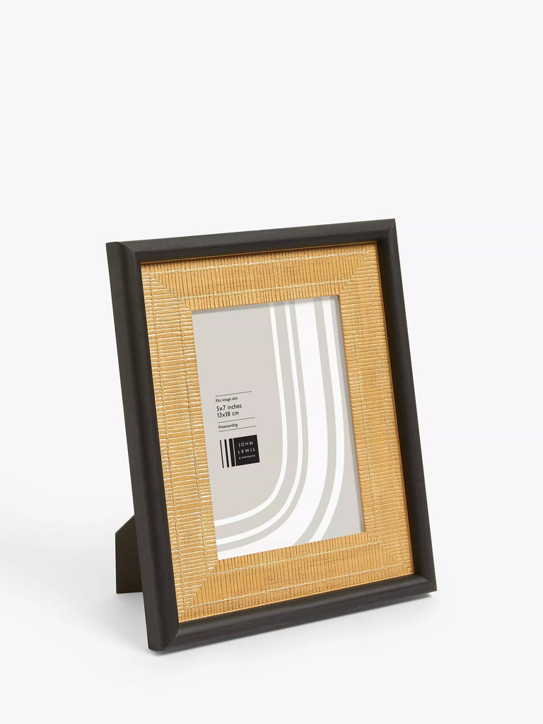 John Lewis Rattan Photo Frame, Black/Brown