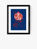 EAST END PRINTS Anek 'Indigo Pomegranate' Wood Framed Print