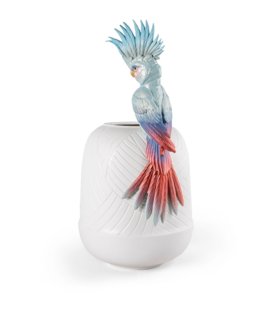 Lladró cockatoo vase 51cm hand-painted porcelain - British product
