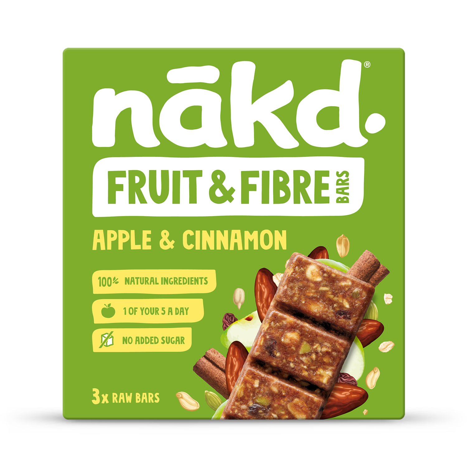 Nakd apple cinnamon fruit bars 3x44g, imported from the UK