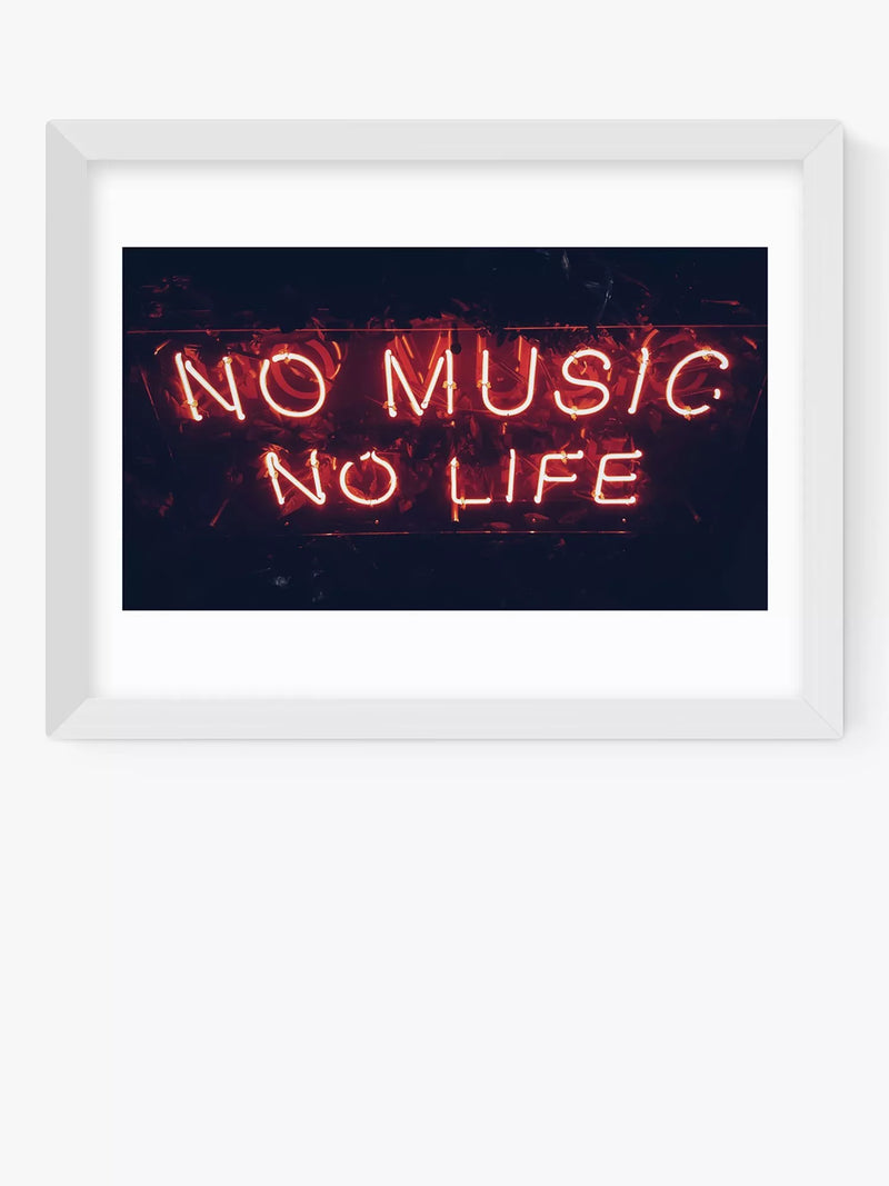 EAST END PRINTS Limbo and Ginger 'No Music No Life' Framed Typographic Print 25x30cm