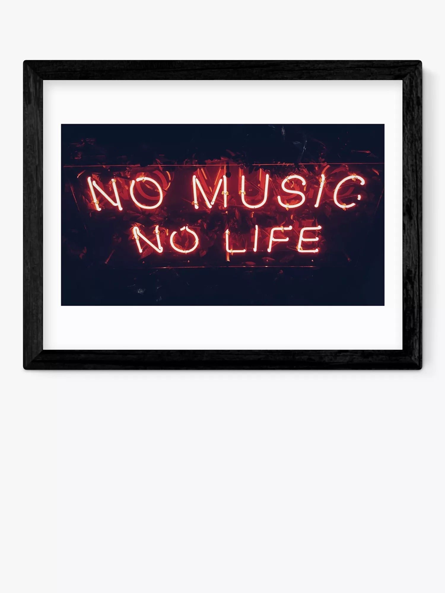EAST END PRINTS Limbo and Ginger 'No Music No Life' Framed Typographic Print 25x30cm