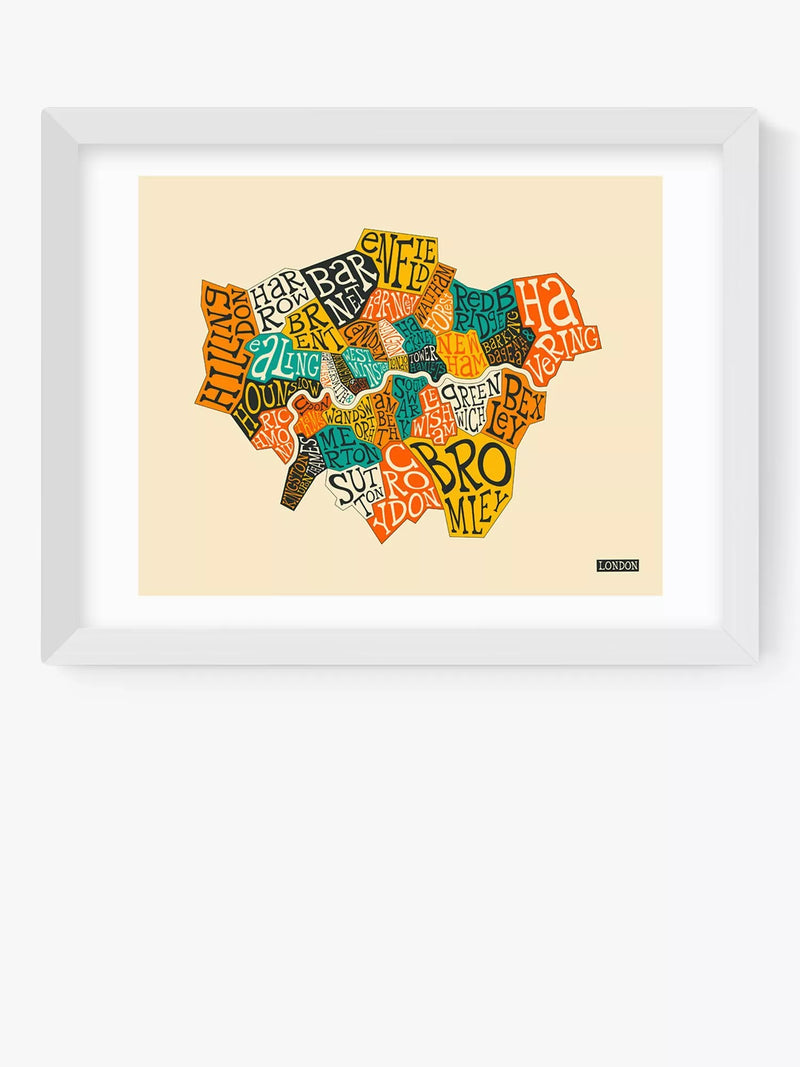 East End Prints London Boroughs framed print 30x40cm, imported from the UK