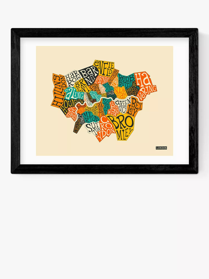 EAST END PRINTS Jazzberry Blue London Boroughs Framed Print 30x40cm