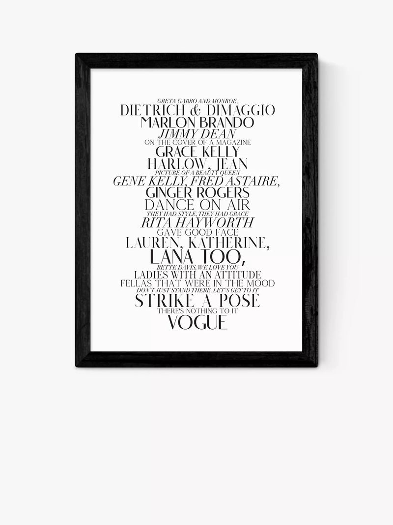 EAST END PRINTS framed print Vogue lyrics 25x30cm, imported from the UK