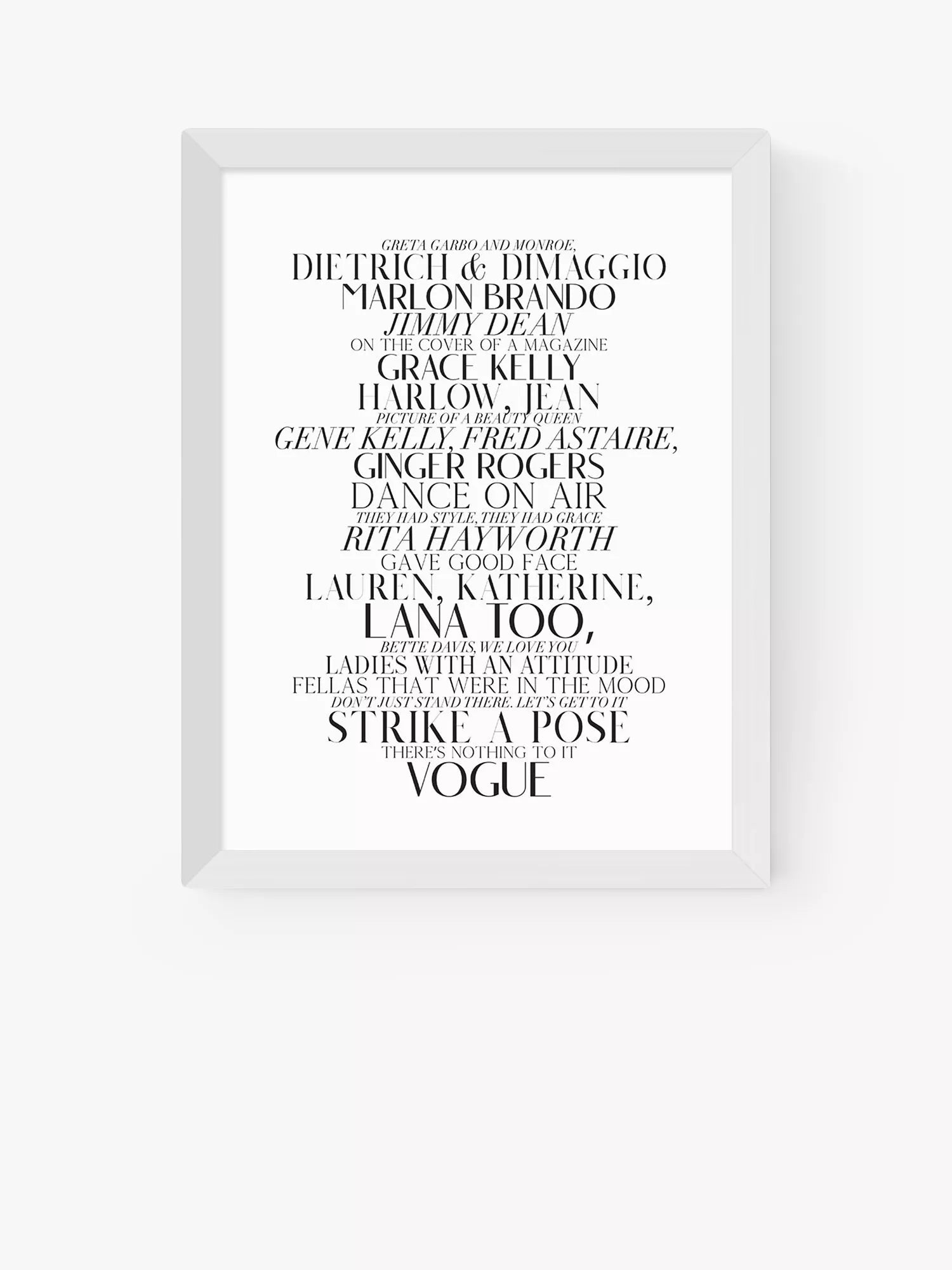 EAST END PRINTS Honeymoon Hotel 'Vogue Lyrics' Framed Print 25x30cm
