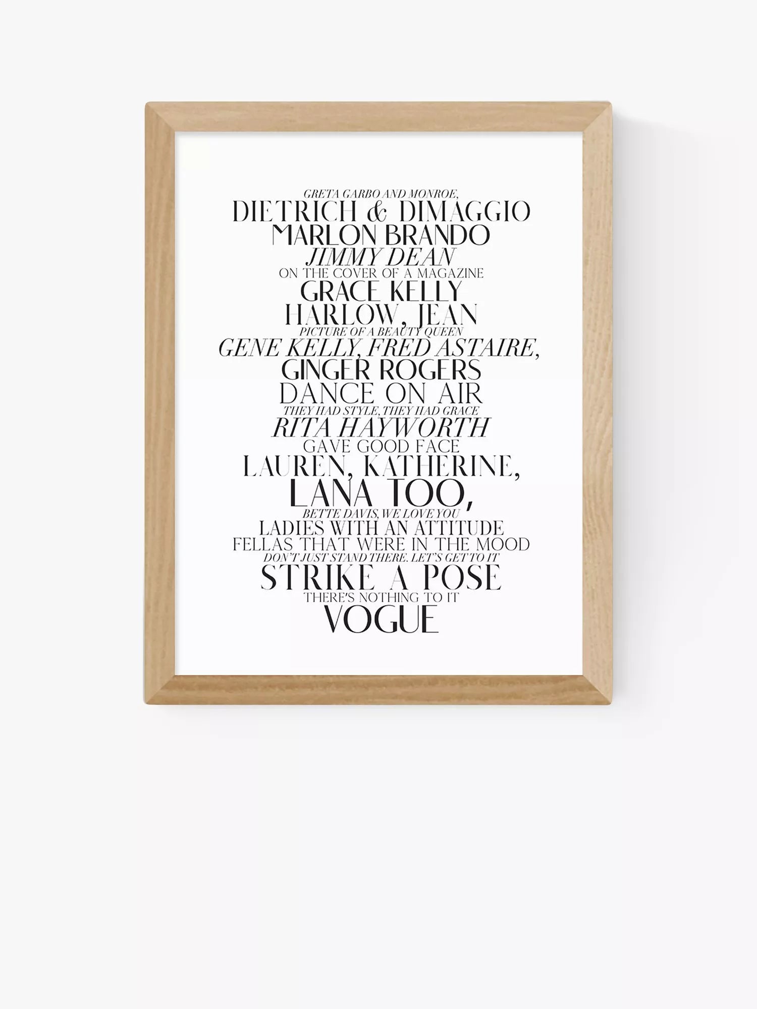 EAST END PRINTS Honeymoon Hotel 'Vogue Lyrics' Framed Print 25x30cm