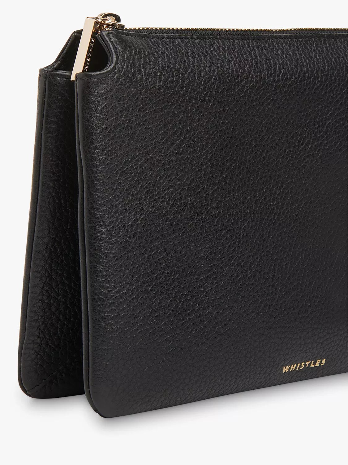 Whistles leather double pouch black - British product