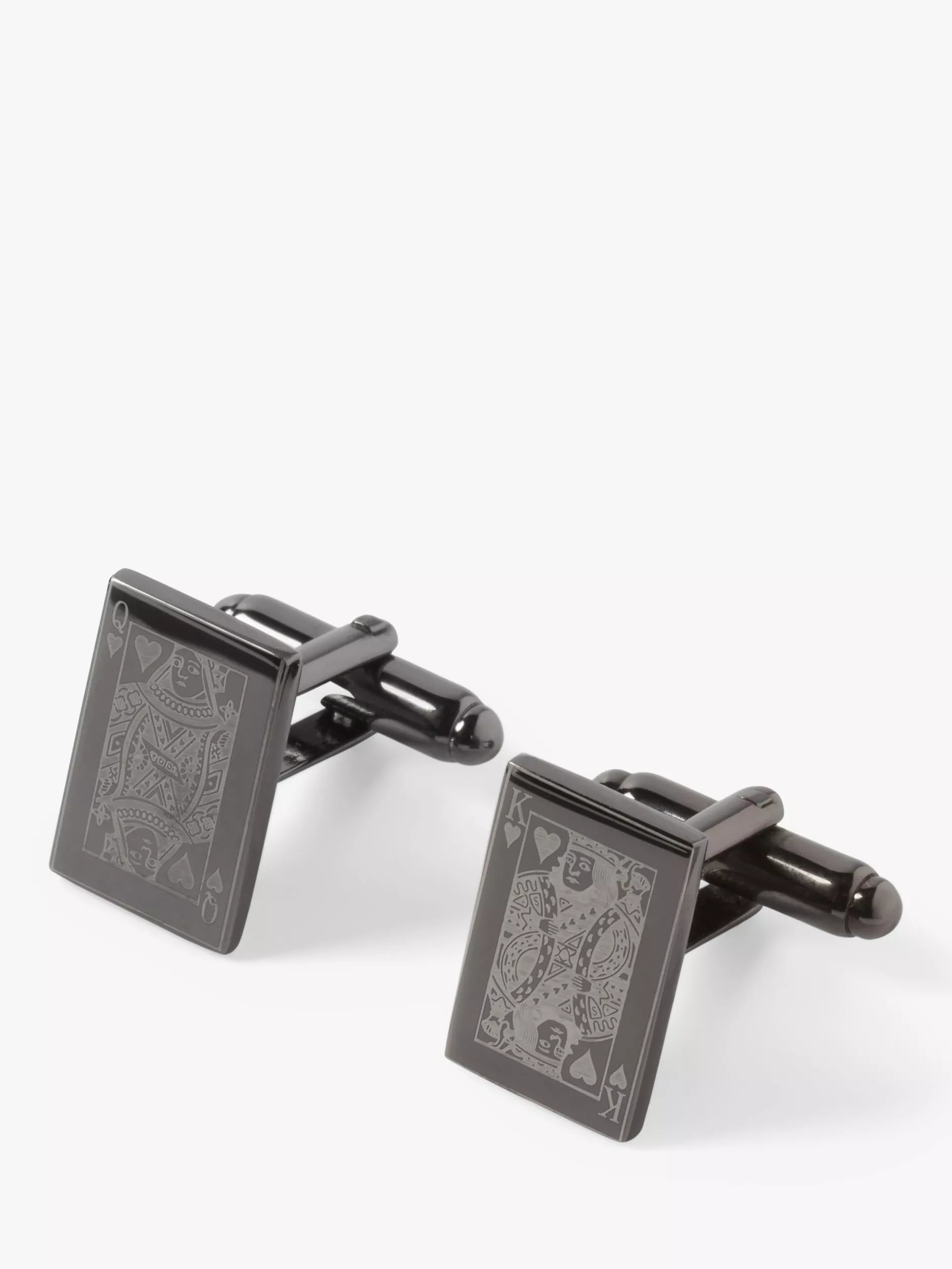 Simon Carter playing card cufflinks gunmetal - British product