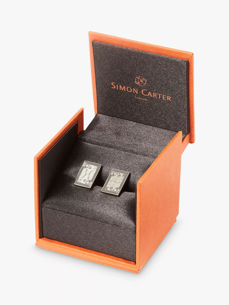 Simon Carter playing card cufflinks gunmetal - British product