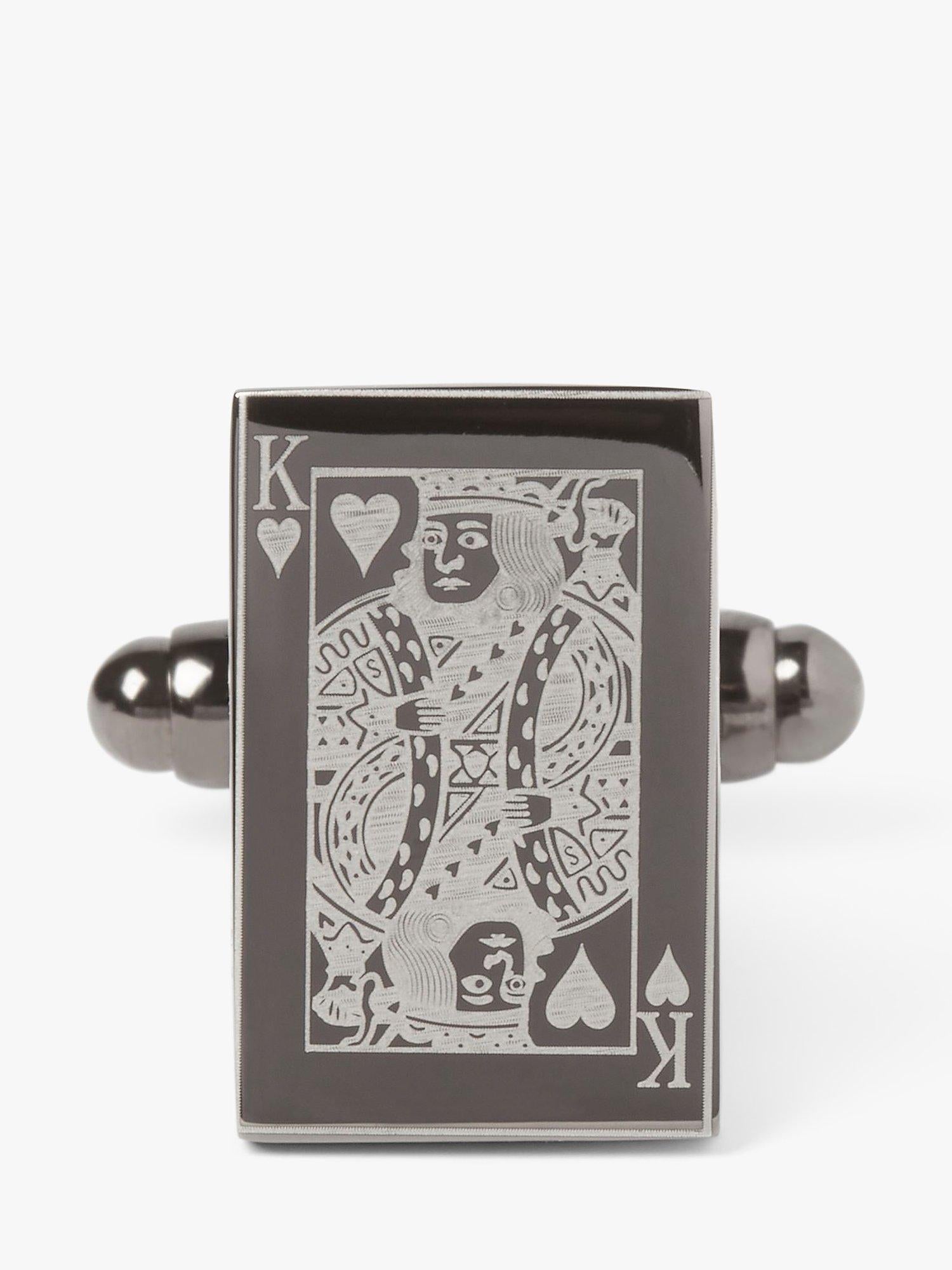 Simon Carter playing card cufflinks gunmetal - British product
