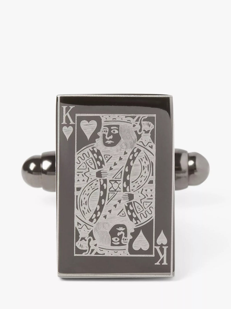 Simon Carter playing card cufflinks gunmetal - British product